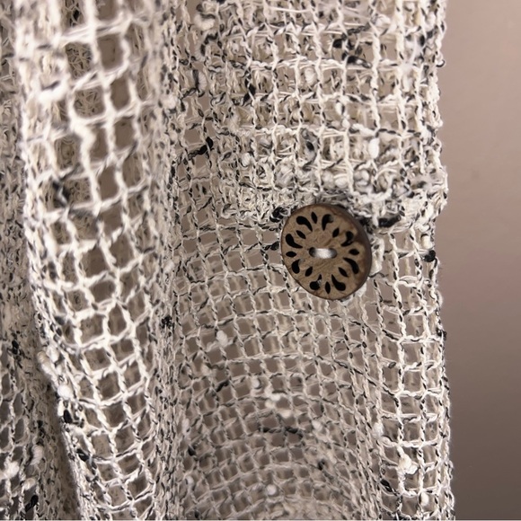 Small Nina Leonard Ivory Open Knit Top Beach Boho Bohemian Vneck Lightweight - Picture 5 of 15